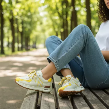 Adidasi dama casual albi cu galben 2532 N11-4